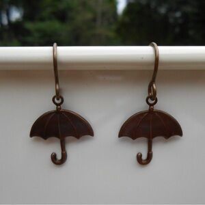 New Brass Umbrella Earrings Umbrella Jewelry Umbrella Charm Earrings Brass Charm